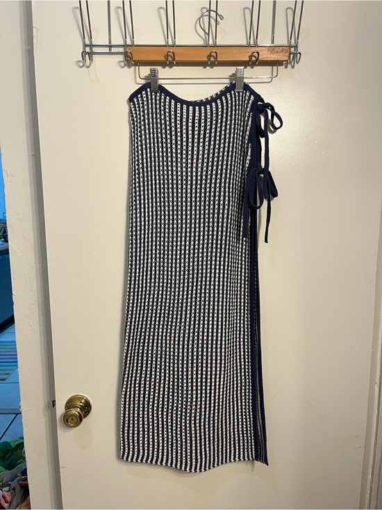 aerie Dresses & Skirts - aerie Navy & White Knit Side-Tie Maxi Dress